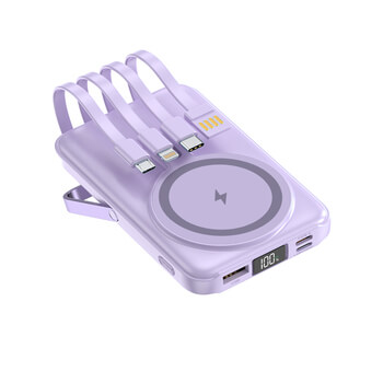 Multifunkční powerbanka s Magsafe 10000 mAh - svetlo fialova