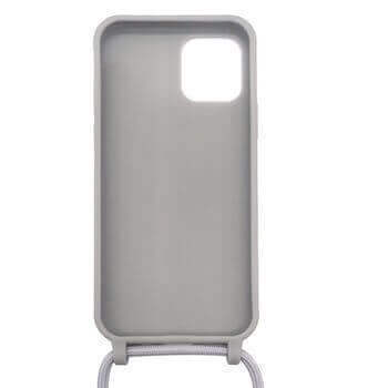 Gumový ochranný kryt so šnúrkou na krk pre Apple iPhone 16 - šedý