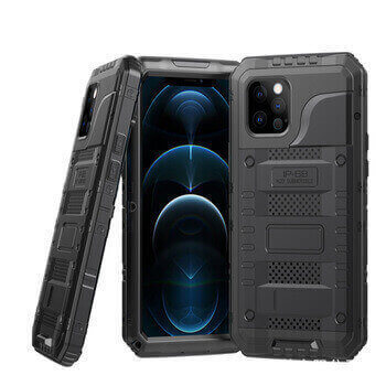 Vodeodolný hliníkovo-silikónový obal pre Apple iPhone 16 Pro - čierny