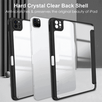 2v1 Smart flip cover+zadný silikónový ochranný obal s držiakom na pero pre Xiaomi Redmi Pad Pro - šedý