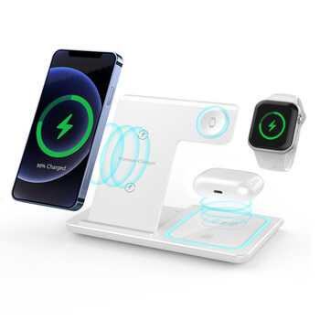 3v1 Bezdrôtová nabíjačka a dokovacia stanica pre Apple iPhone, Apple Watch a AirPods - čierna