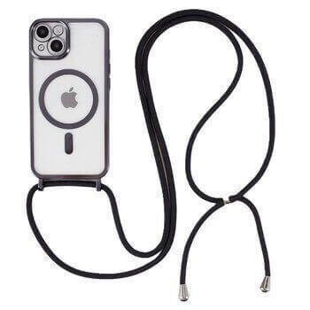 MagSafe silikónový kryt so šnúrkou pre Apple iPhone 17 Pro Max - čierny