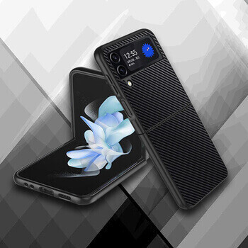 Ochranný plastový obal karbón pre Samsung Galaxy Z Flip7 5G - čierny