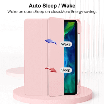 2v1 Smart flip cover+zadný silikónový ochranný obal s držiakom na pero pre Apple iPad 11'' 2025 (11. generace) - svetlo ružový