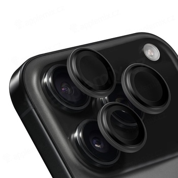 Metalické ochranné sklo na šošovku fotoaparátu a kamery pre Apple iPhone 17 Pro Max - čierne