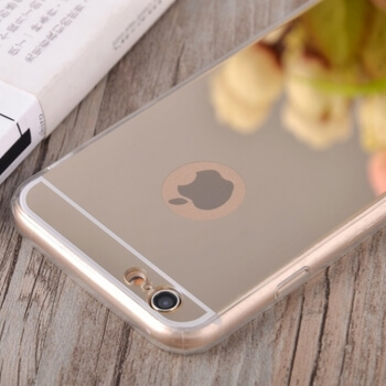 Silikónový zrkadlový ochranný obal pre Apple iPhone 6/6S - čierny