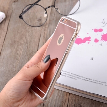 Silikónový zrkadlový ochranný obal pre Apple iPhone 6/6S - ružový