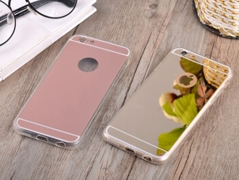 Silikónový zrkadlový ochranný obal pre Apple iPhone 6/6S - strieborný