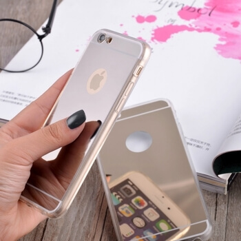 Silikónový zrkadlový ochranný obal pre Apple iPhone 6/6S - strieborný