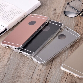 Silikónový zrkadlový ochranný obal pre Apple iPhone 6/6S - zlatý