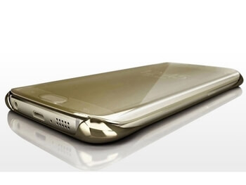 Zrkadlový plastový flip obal pre Samsung Galaxy S7 G930F - zlatý