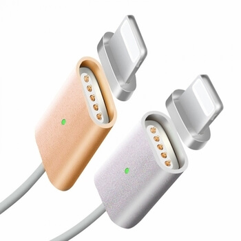 USB nabíjací kábel s magnetickou koncovkou Lightning pre Apple - strieborný