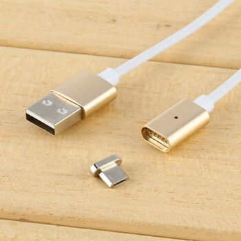 USB nabíjací kábel s magnetickou koncovkou Micro USB - zlatý