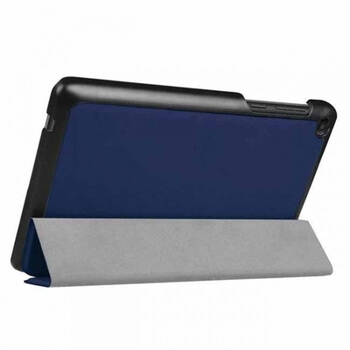 2v1 Smart flip cover + zadný plastový ochranný kryt pre Lenovo Tab3 7 Essential 710 - tmavo modrý