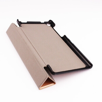 2v1 Smart flip cover + zadný plastový ochranný kryt pre Lenovo Tab3 7 LTE 730 - zlatý
