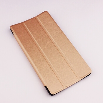 2v1 Smart flip cover + zadný plastový ochranný kryt pre Lenovo Tab3 7 LTE 730 - zlatý