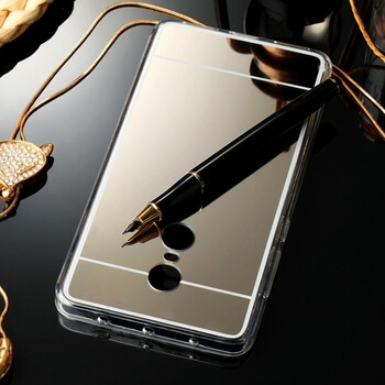 Silikónový zrkadlový ochranný obal pre Xiaomi Redmi Note 4 - strieborný