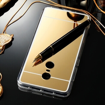 Silikónový zrkadlový ochranný obal pre Xiaomi Redmi Note 4 - zlatý