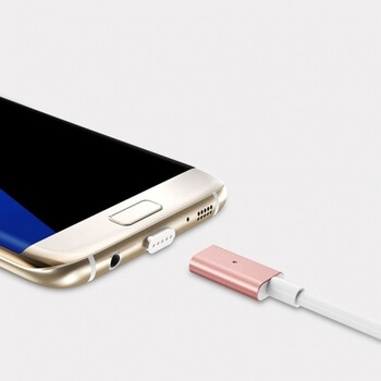 USB nabíjací kábel s magnetickou koncovkou Micro USB - ružový