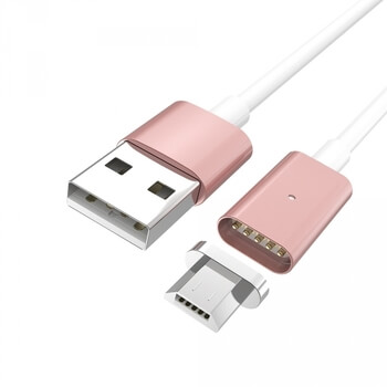 USB nabíjací kábel s magnetickou koncovkou Micro USB - ružový