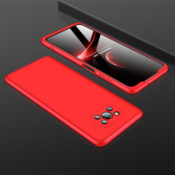 Ochranný 360 ° celotelový plastový kryt pre Xiaomi Mi 10T Lite - červený