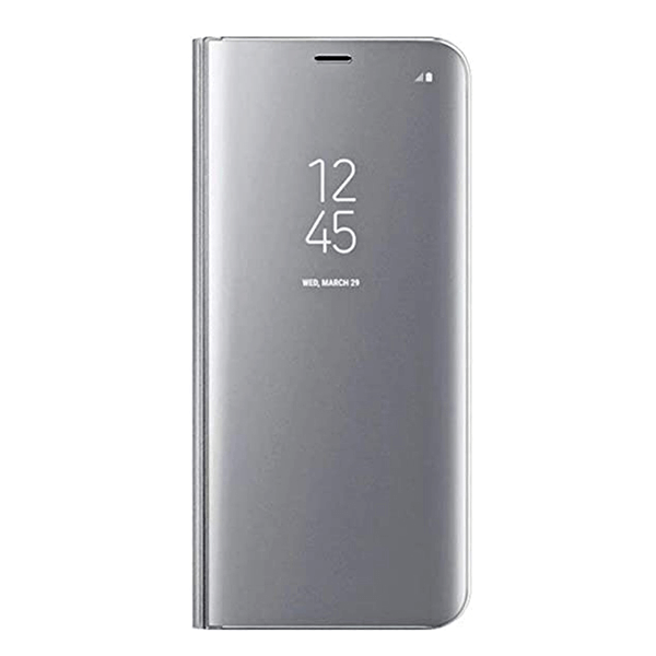 SES Zrkadlový silikónový flip obal pre Samsung Galaxy S21 G991B - strieborný 8574