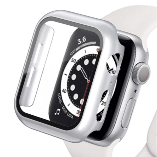 2v1 Kryt s ochranným sklom na Apple Watch 44 mm (4.série) - strieborný