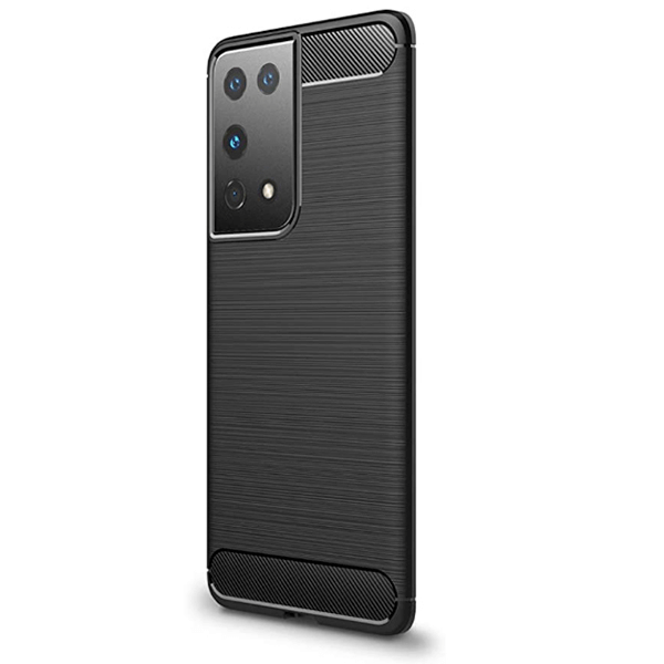 SES Ochranný silikónový obal karbón pre Samsung Galaxy S21 Ultra 5G G998B - čierny 8682
