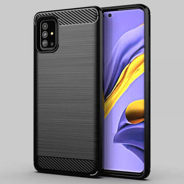 SES Ochranný silikónový obal karbón pre Samsung Galaxy A72 A725F - čierny 8892
