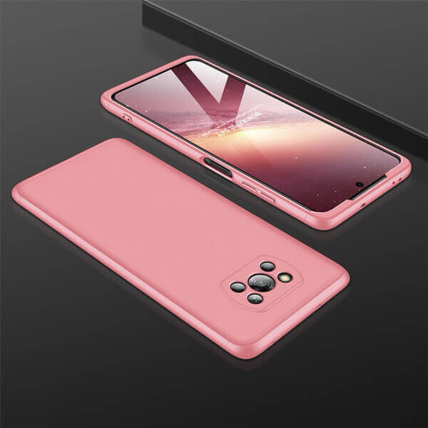 Ochranný 360 ° celotelový plastový kryt pre Xiaomi Poco X3 Pro - ružový