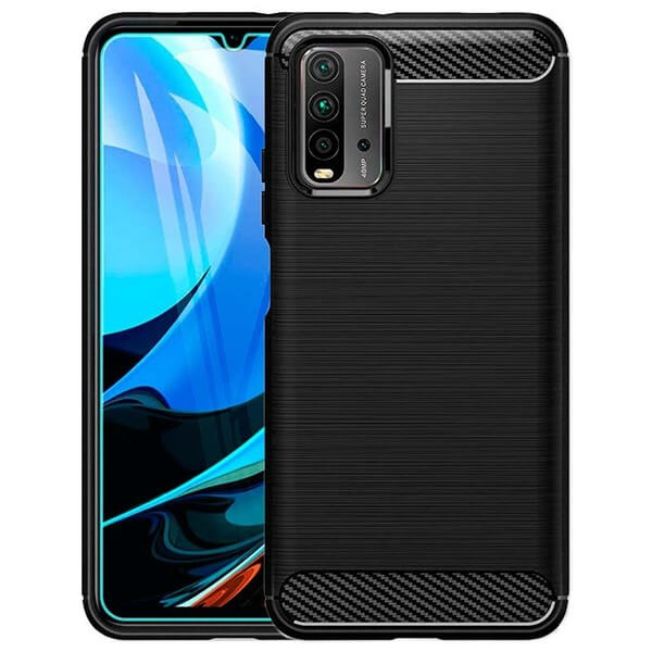 SES Ochranný silikónový obal karbón pre Xiaomi Redmi 9T - čierny 9184