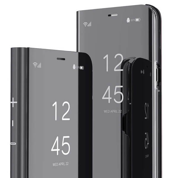 SES Zrkadlový silikónový flip obal pre Samsung Galaxy A32 5G A326B - čierny 8913