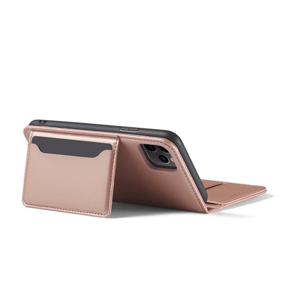 Magnetické flipové puzdro s priestorom na karty pre Apple iPhone 12 Pro - svetlo ružové