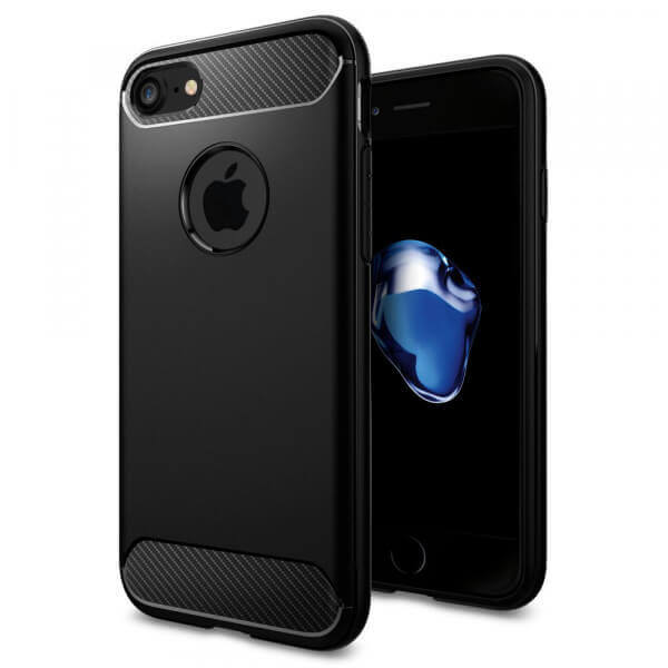 Ochranný silikónový obal karbón pre Apple iPhone SE (2022) - čierny