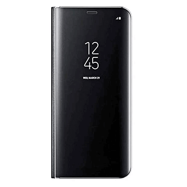 SES Zrkadlový plastový flip obal pre Samsung Galaxy S22 Ultra 5G - čierny 10439