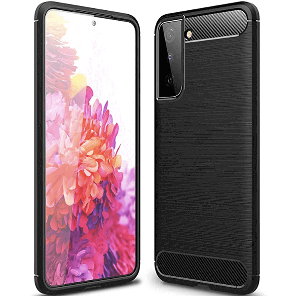 SES Ochranný silikónový obal karbón pre Samsung Galaxy S22 Ultra 5G - čierny 10441