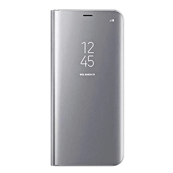 SES Zrkadlový silikónový flip obal pre Samsung Galaxy S22 Plus 5G - strieborný 10455