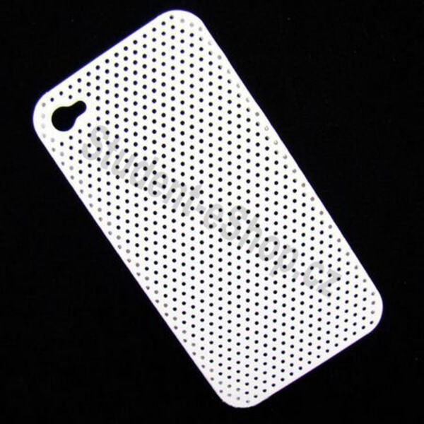Plastový dierkovaný ochranný kryt pre Apple iPhone 4/4S - biely