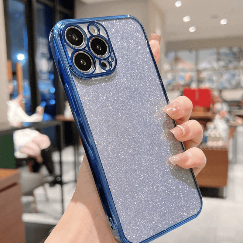 SES Ochranný silikonový obal se třpytkami Apple iPhone 12 - tmavo modrý 10962