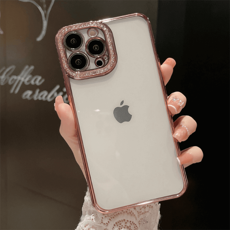 SES Ochranný silikonový obal s kamínky Apple iPhone 12 - svetlo ružový