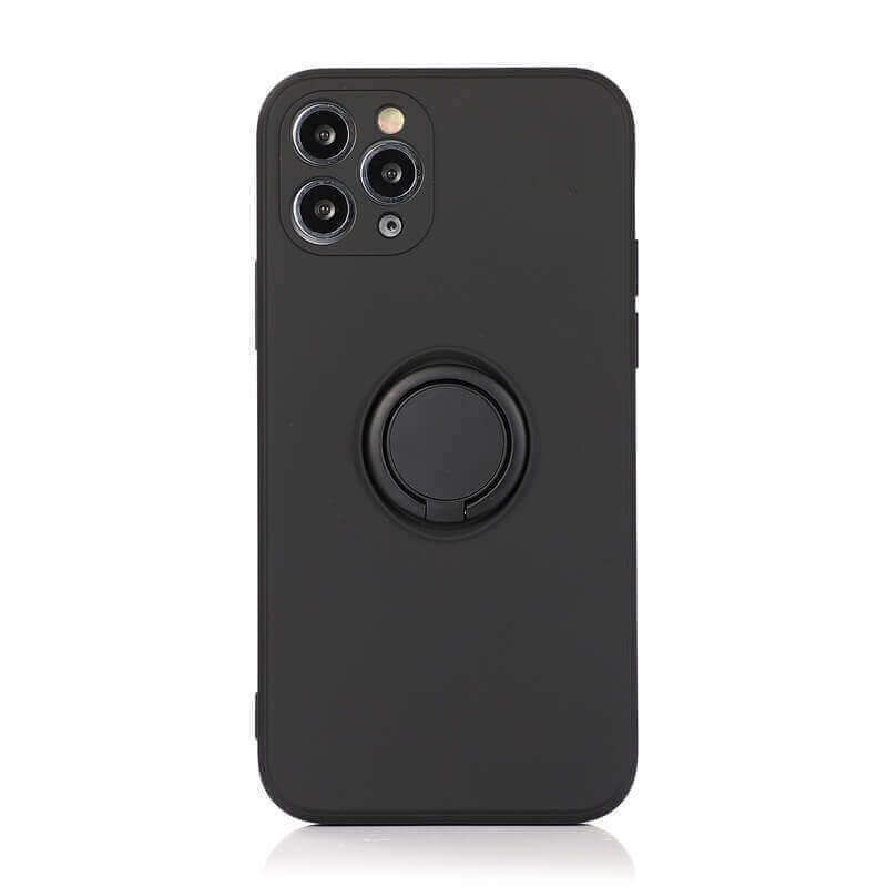 SES Silikónový ochranný obal s držiakom na prst pre Apple iPhone SE (2020) - čierny 11014