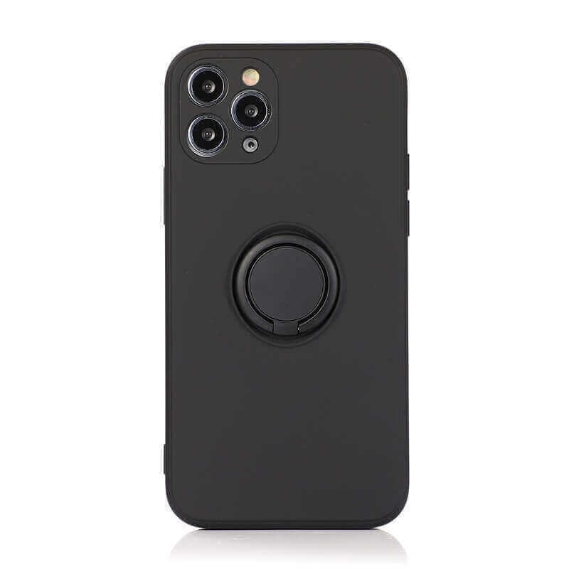 SES Silikónový ochranný obal s držiakom na prst pre Apple iPhone 12 Pro Max - čierny 11038