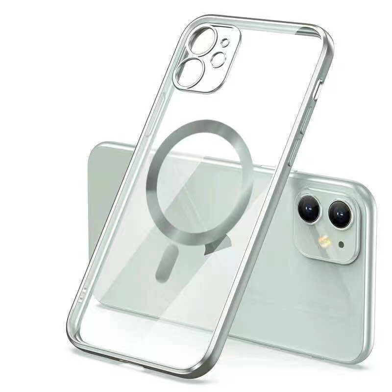 MagSafe silikonový kryt pre Apple iPhone 11 Pro - strieborný