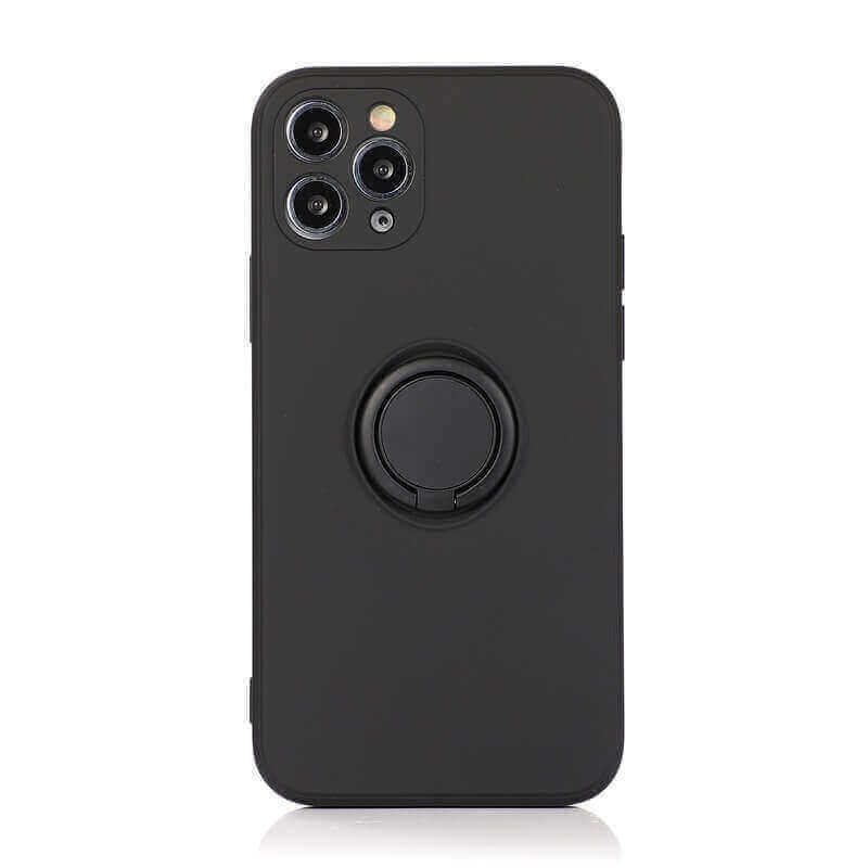 Silikónový ochranný obal s držiakom na prst Apple iPhone 14 Pro - čierny