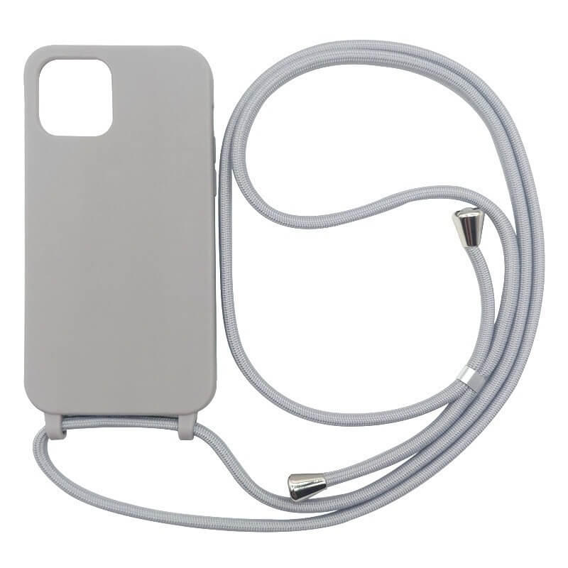 SES Gumový ochranný kryt so šnúrkou na krk pre Apple iPhone 14 Pro Max - šedá 12003