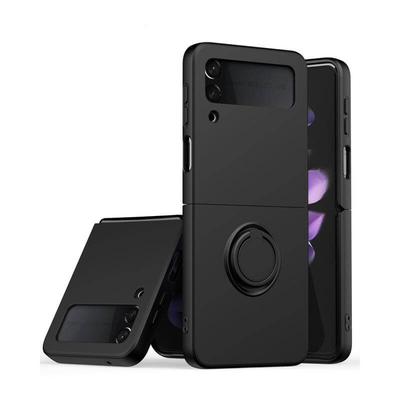 SES Silikónový ochranný obal s držiakom na prst pre Samsung Galaxy Z Flip4 5G F721B - čierny 13023