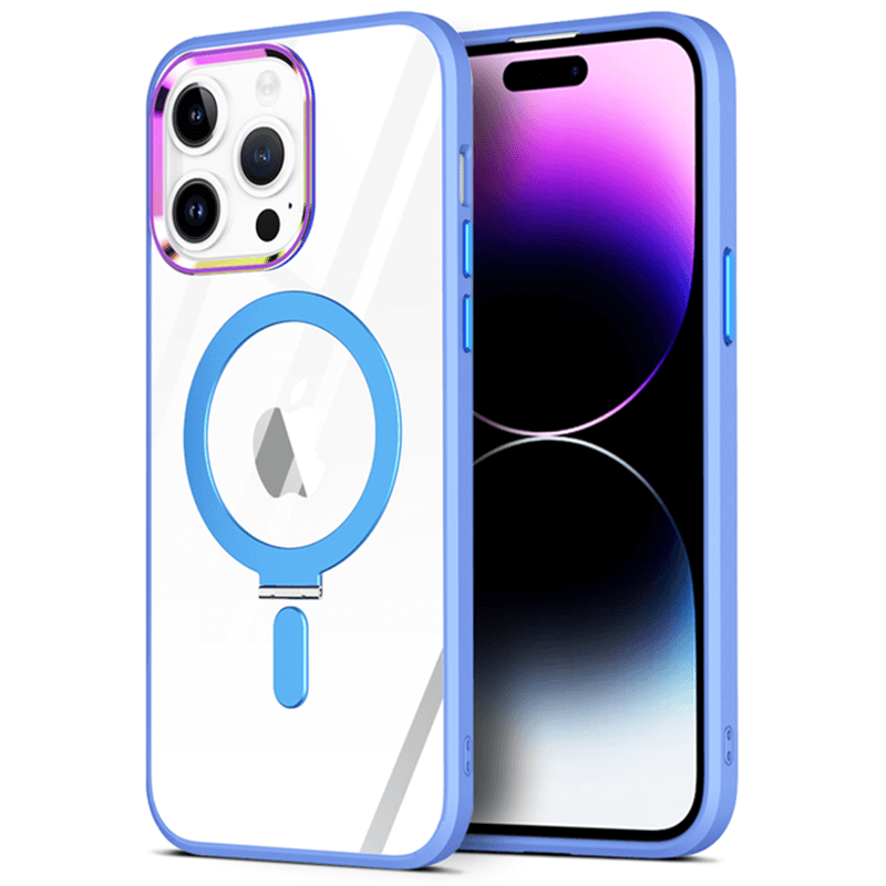 Plastový obal MagSafe se stojánkem pre Apple iPhone 14 Pro Max - svetlo modrý