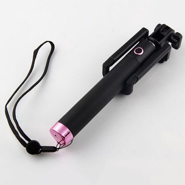 BEZDRÔTOVÁ teleskopická selfie tyč monopod s ovládaním 80 cm - ružová rukoväť