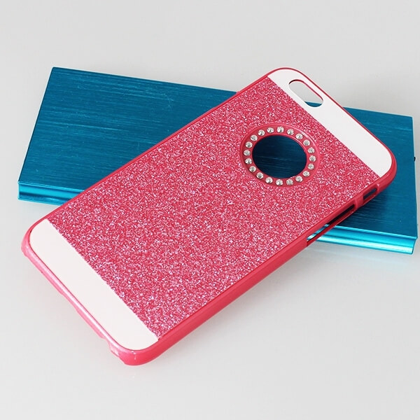 Plastový ochranný obal sa trblietky Apple iPhone 6/6S - tmavo ružový