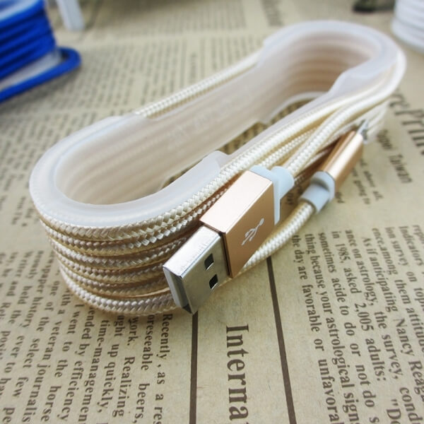 Nylonový USB kábel Micro USB - zlatý